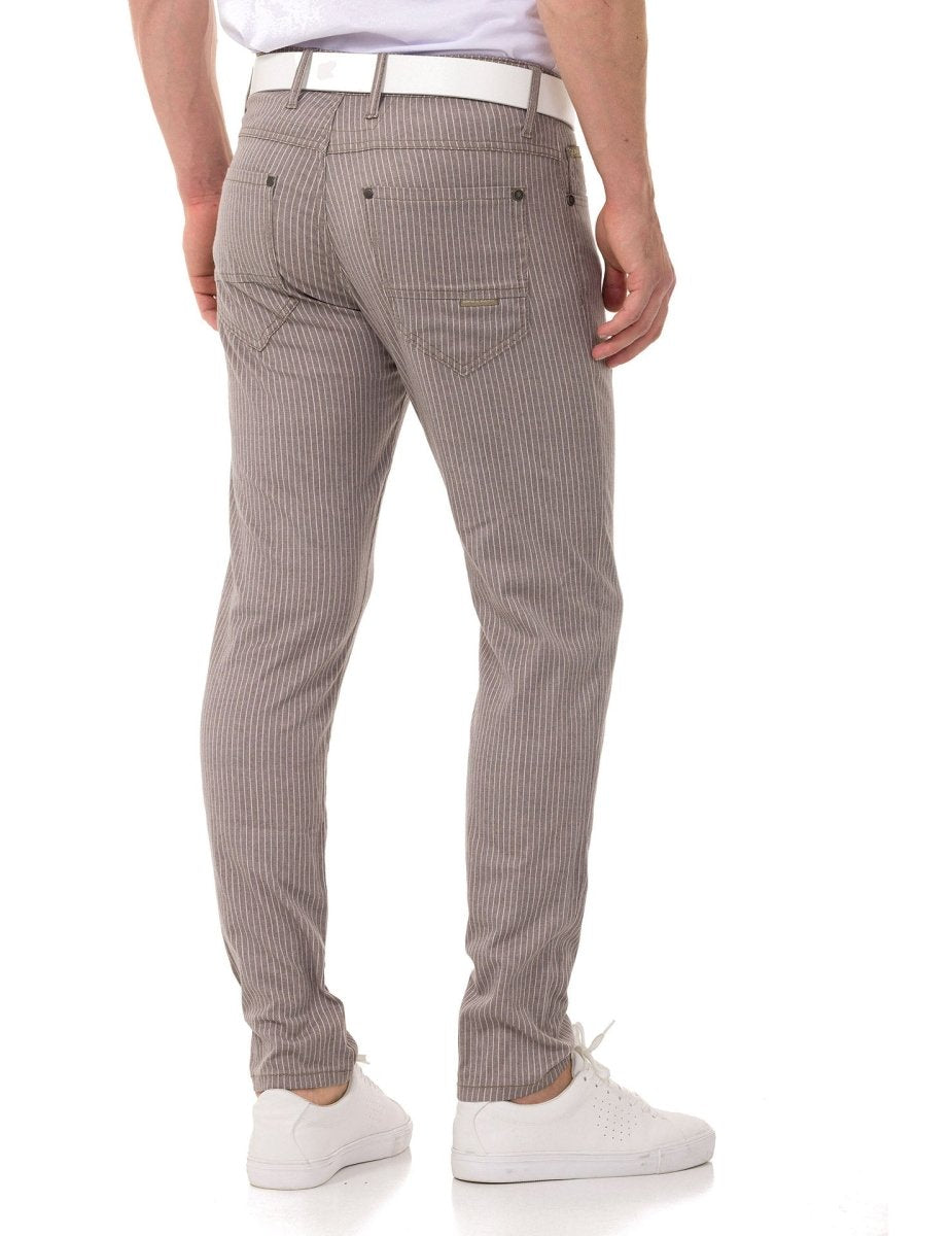 CD841 Çizgili Keten Slim Fit Erkek Pantolon