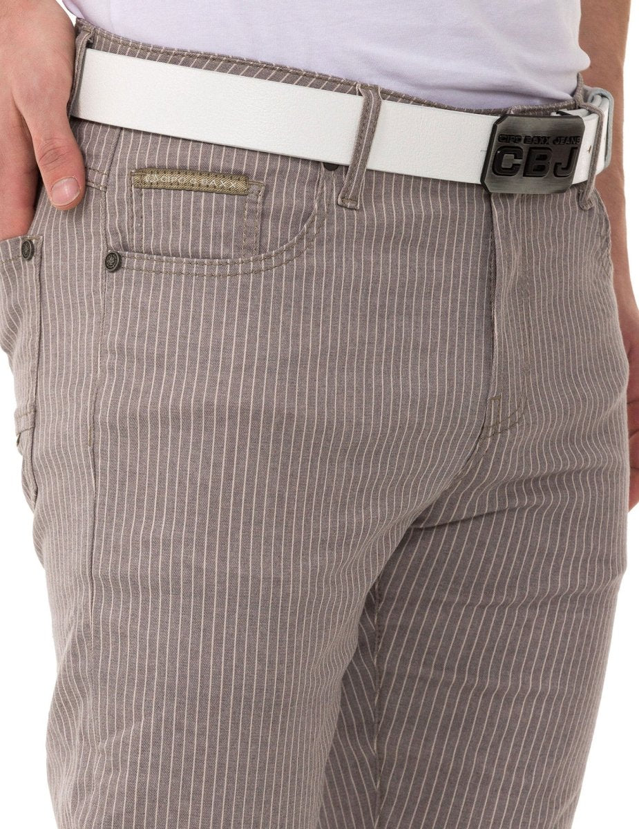 CD841 Çizgili Keten Slim Fit Erkek Pantolon