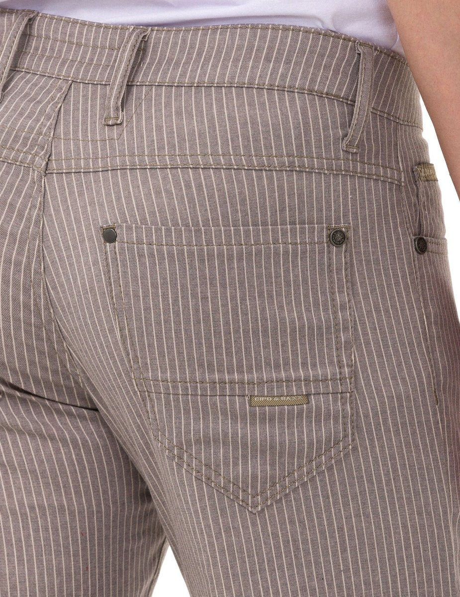CD841 Çizgili Keten Slim Fit Erkek Pantolon