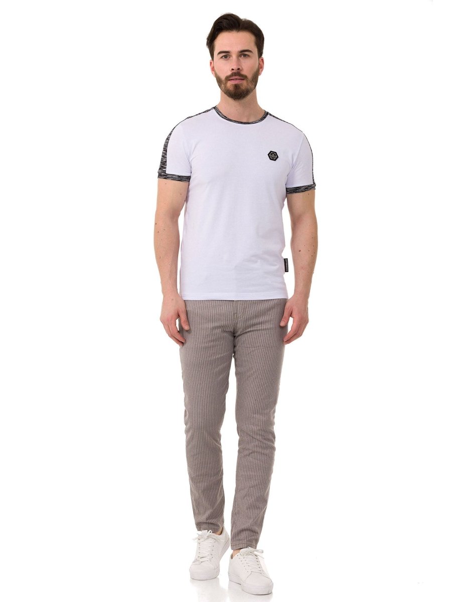 CD841 Çizgili Keten Slim Fit Erkek Pantolon