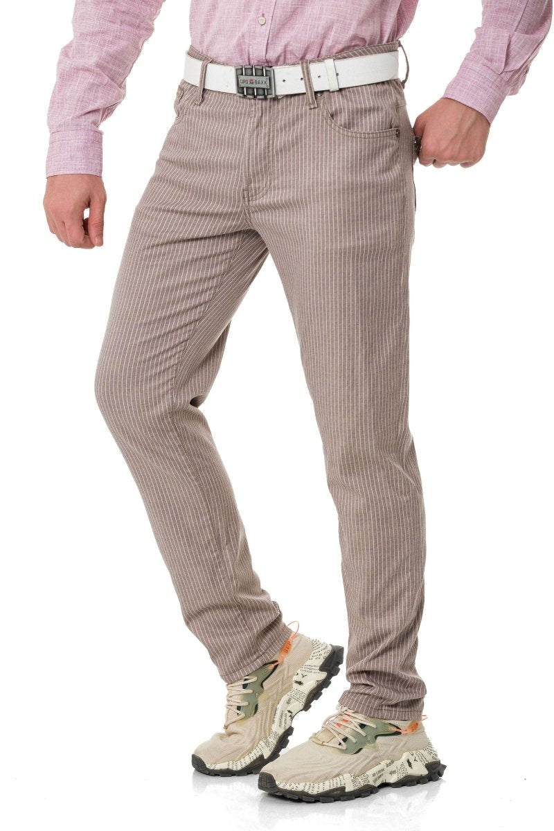 CD841 Çizgili Keten Slim Fit Erkek Pantolon