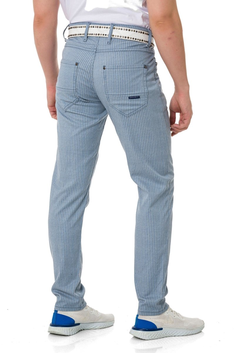 CD841 Çizgili Keten Slim Fit Erkek Pantolon