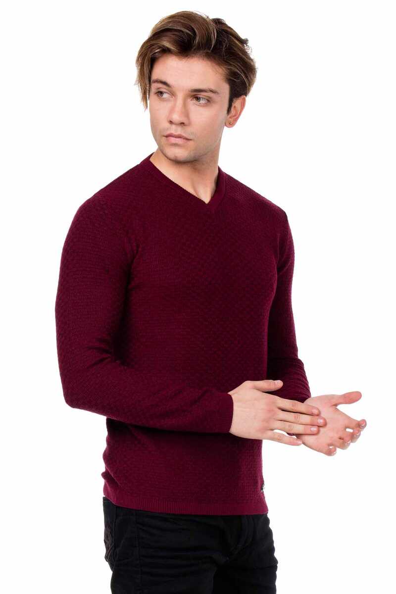 CP169 V Yaka Slim Fit Basic Erkek Triko Kazak