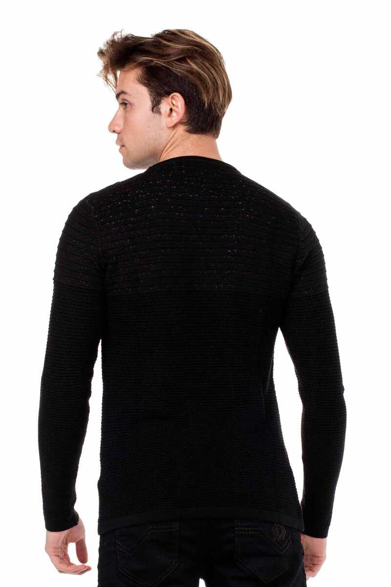 CP174 Bisiklet Yaka Desenli Triko Erkek Kazak