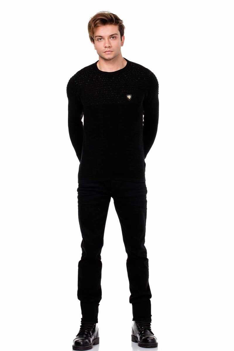 CP174 Bisiklet Yaka Desenli Triko Erkek Kazak