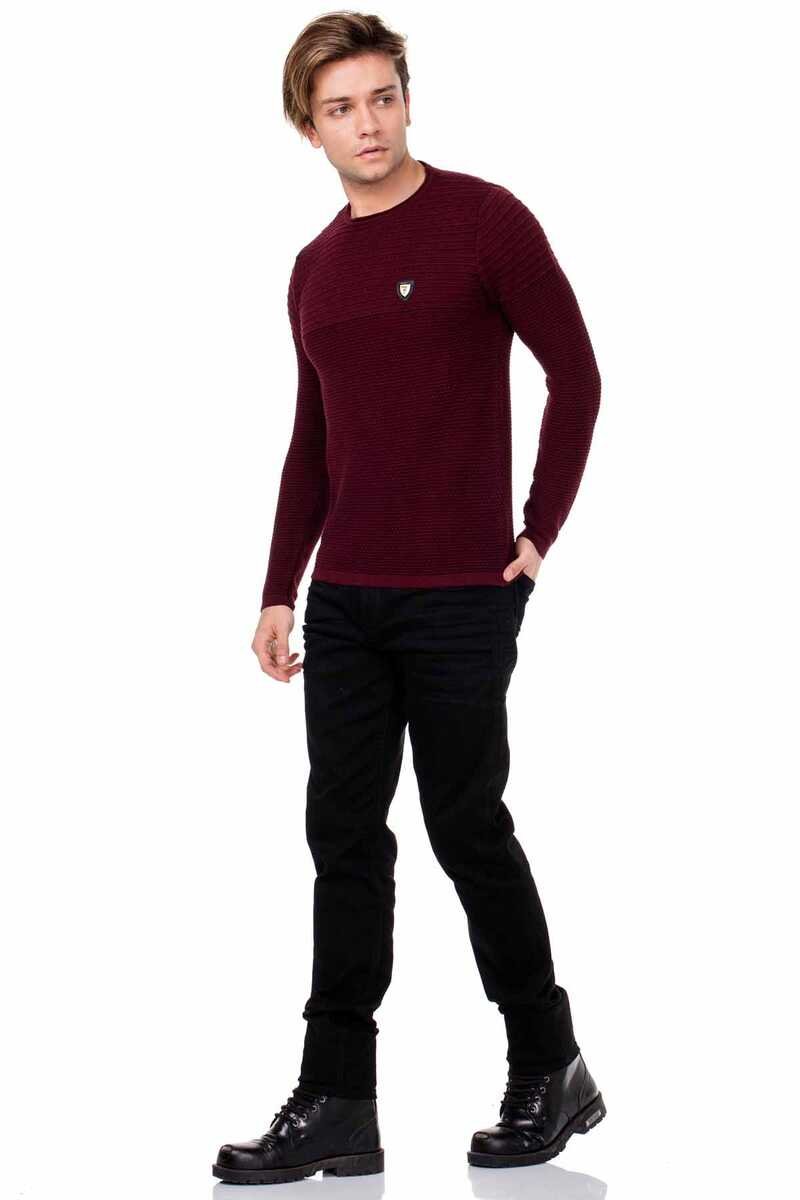 CP174 Bisiklet Yaka Desenli Triko Erkek Kazak