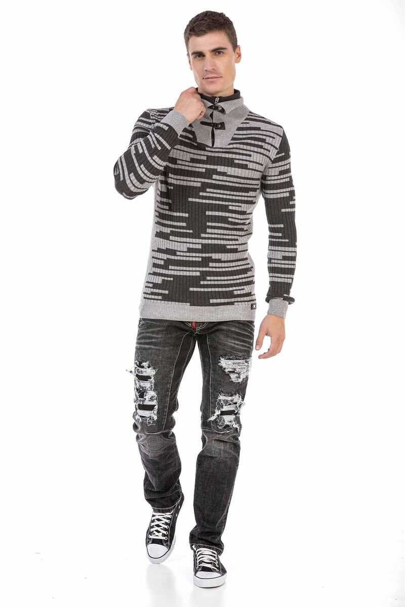 CP245 Fermuarlı Yaka Erkek Kazak