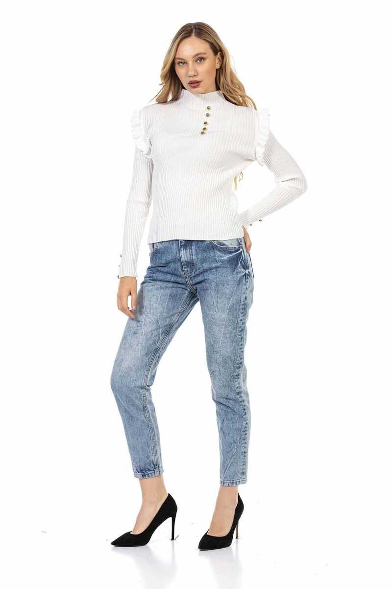 WP209 Düğmeli Balıkçı Kadın Kazak