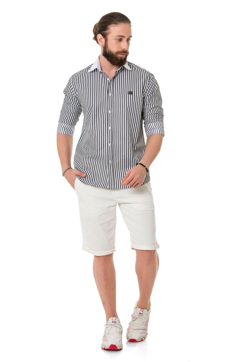 CH192 Manşet Yaka Çizgili Gömlek