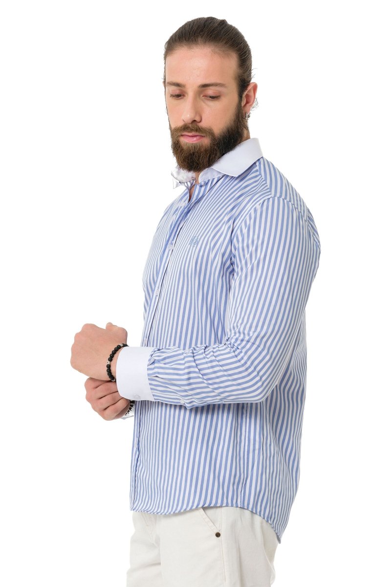 CH192 Manşet Yaka Çizgili Gömlek