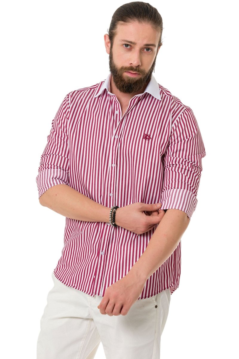 CH192 Manşet Yaka Çizgili Gömlek