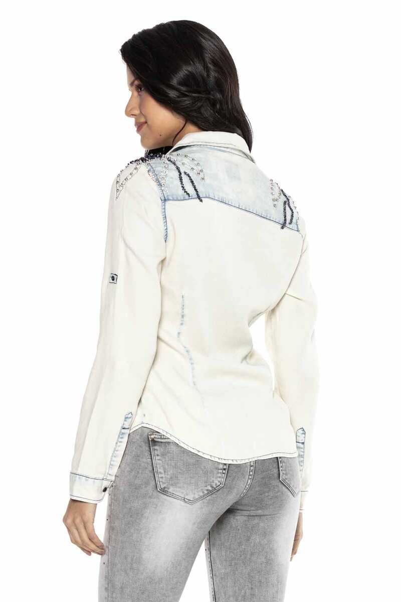 WH115 Kadın Buz Mavisi Jean Gömlek