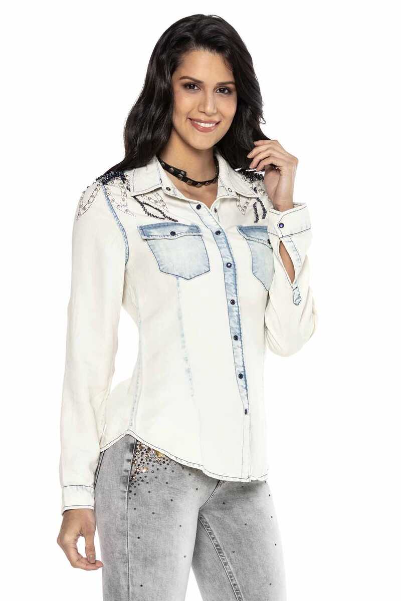 WH115 Kadın Buz Mavisi Jean Gömlek