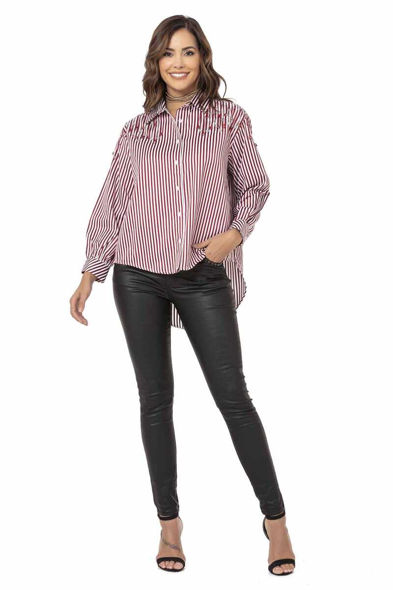 WH122 Çizgili Oversize Kadın Gömlek