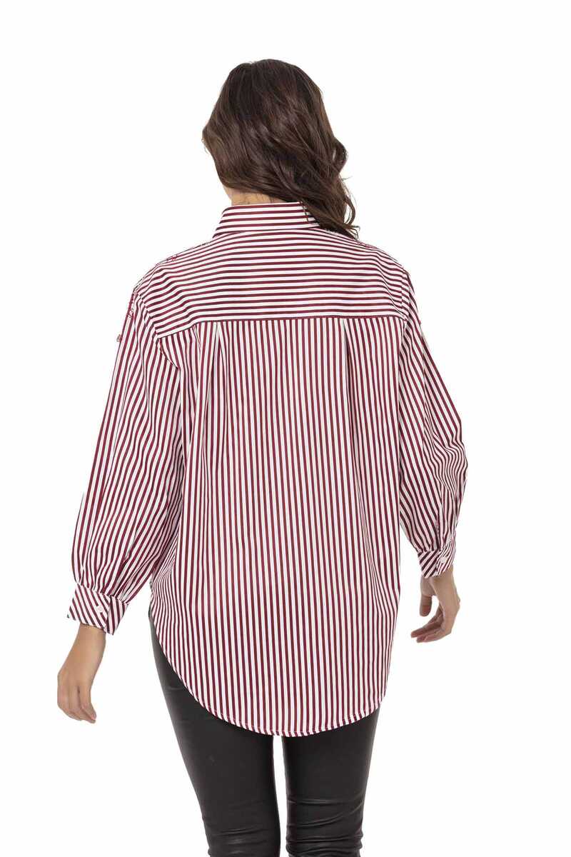 WH122 Çizgili Oversize Kadın Gömlek