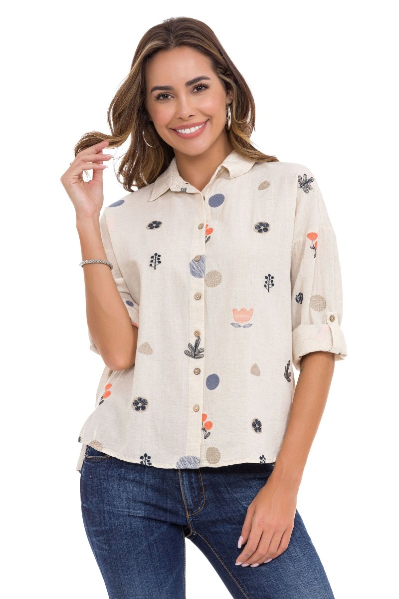 WH130 Nakış Detaylı Kadın Gömlek