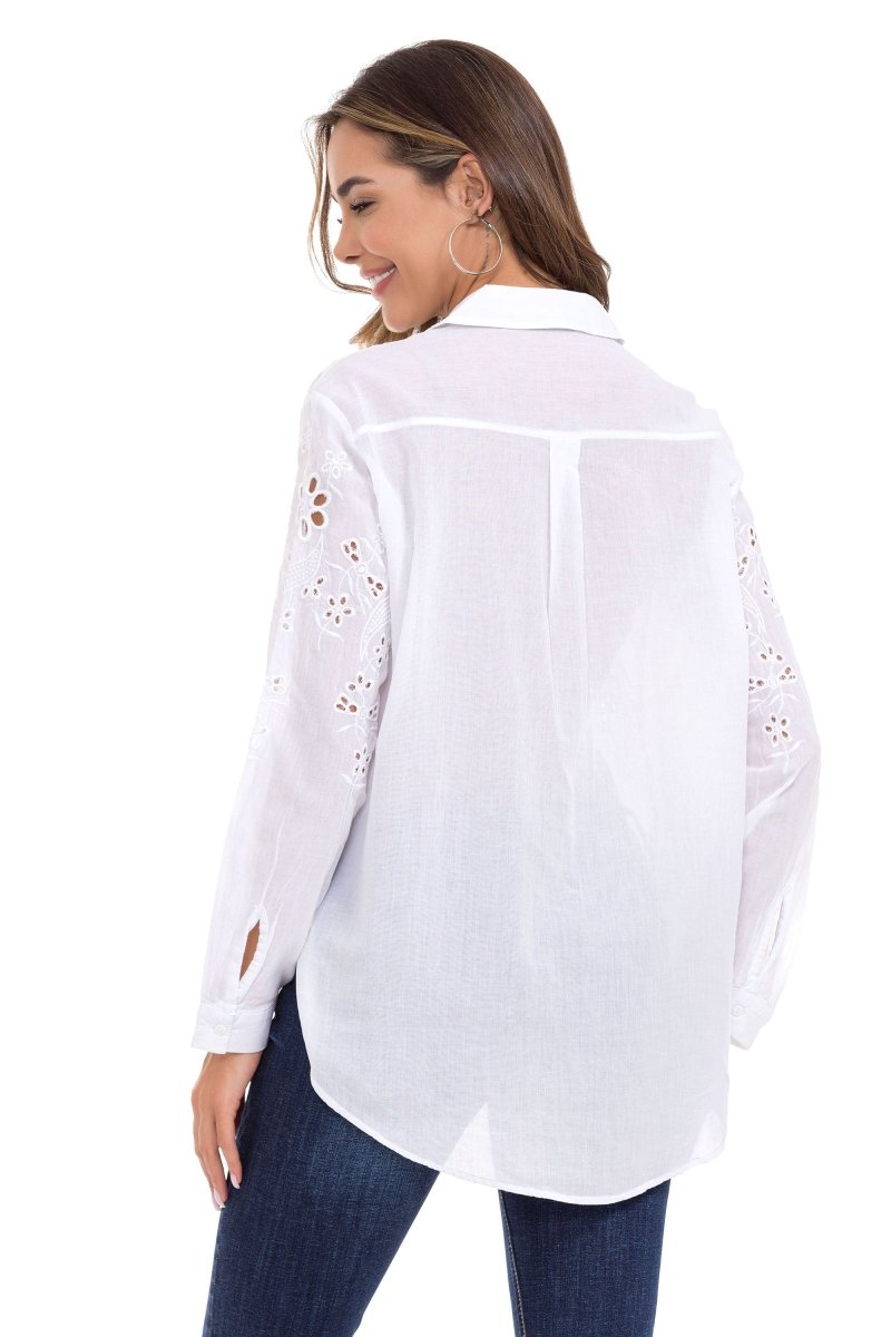 WH131 Çiçek Detaylı Kadın Gömlek