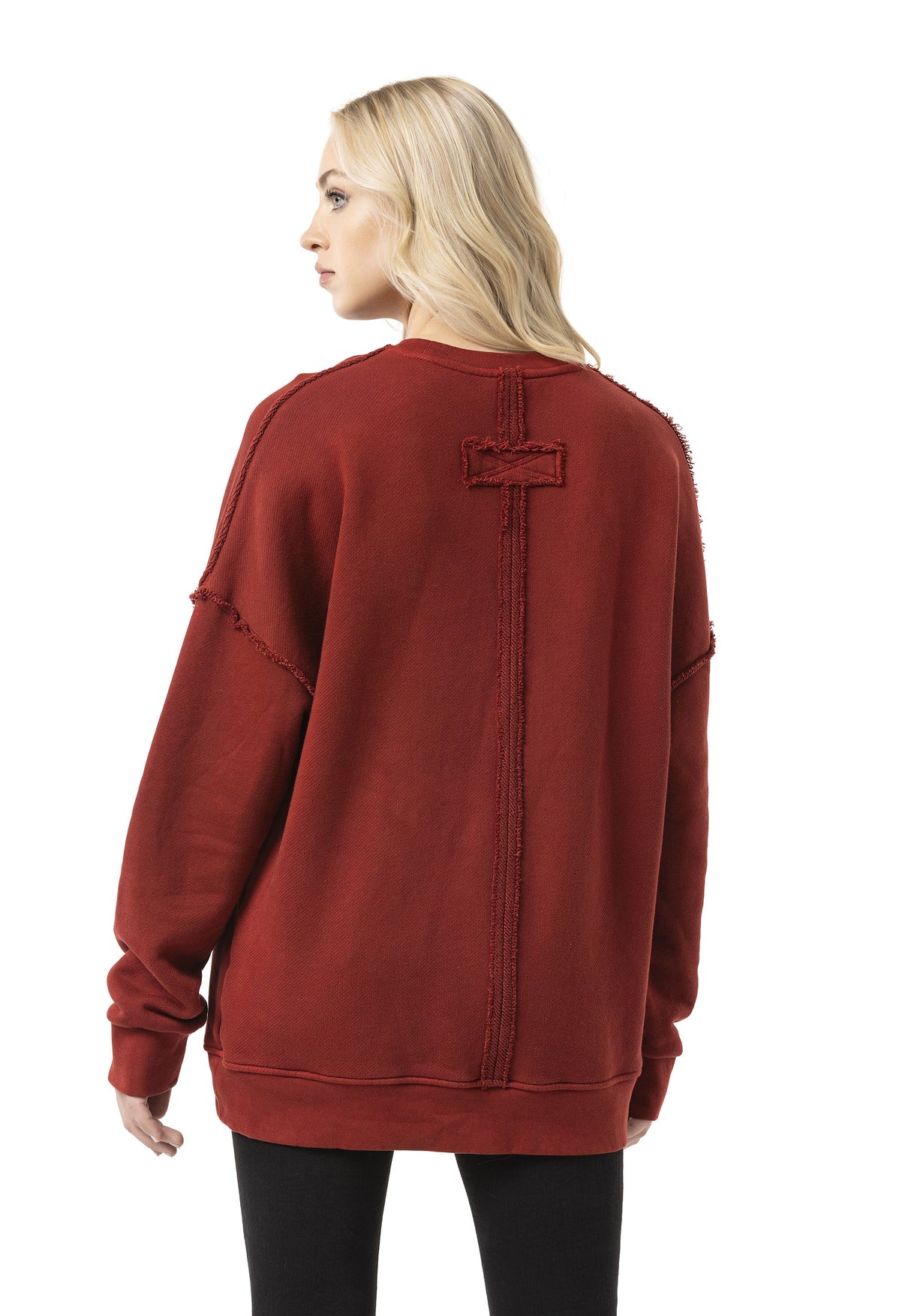 WL371 Kadın Büyük Beden Sweatshirt – Dokulu desen ve dikiş detaylarına sahip bol kesim kazak