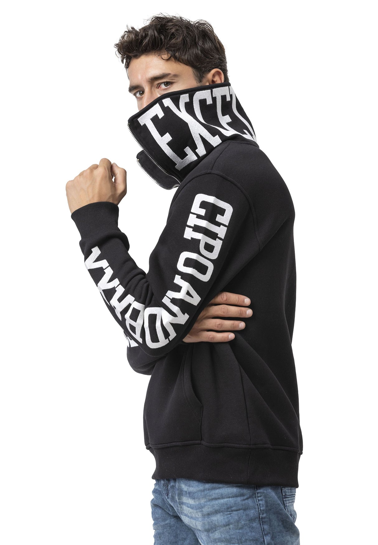 CL605 Erkek Yarım Fermuarlı Sweatshirt "LEGENDARY" Kol Baskılı ve Göğüs Logolu Kazak