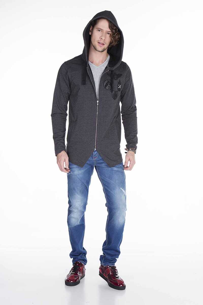 CL238 Armalı Kapşonlu Uzun Erkek Sweatshirt