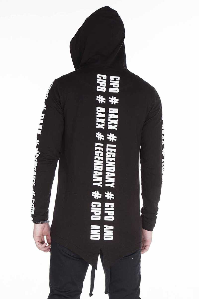 CL239 Kuru Kafa Baskılı Kapşonlu Uzun Sweatshirt