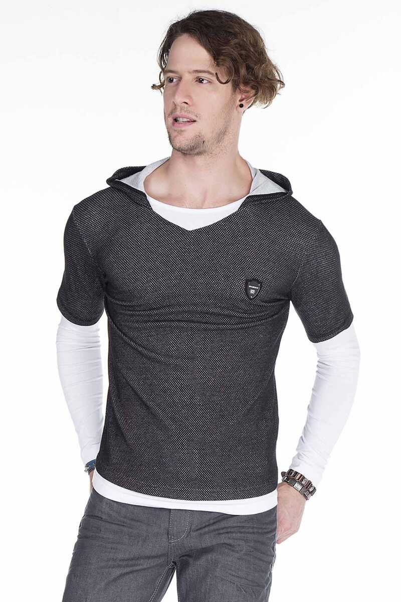 CL268 Kapşonlu V Yaka Slim Fit Sweatshirt