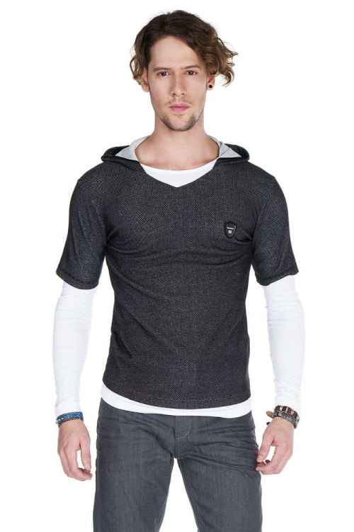 CL268 Kapşonlu V Yaka Slim Fit Sweatshirt