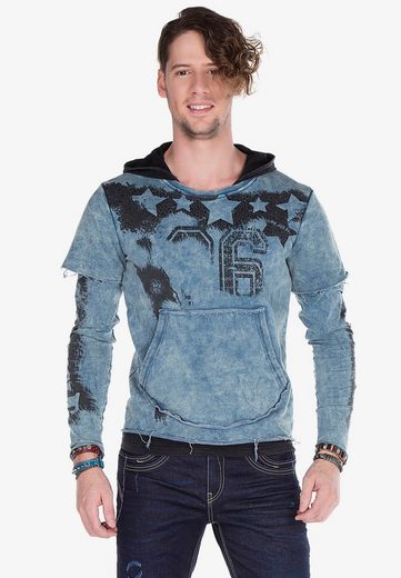 CL279 Baskılı Taş İşlemeli Erkek Kapşonlu Sweatshirt