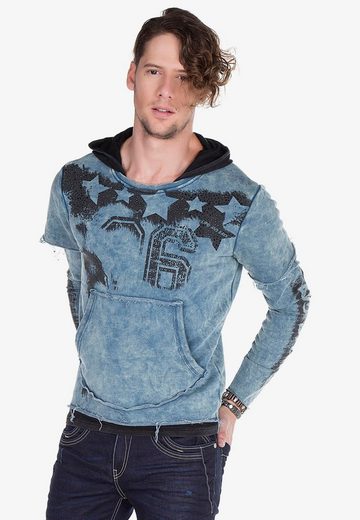 CL279 Baskılı Taş İşlemeli Erkek Kapşonlu Sweatshirt