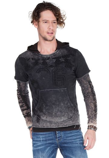 CL279 Baskılı Taş İşlemeli Erkek Kapşonlu Sweatshirt