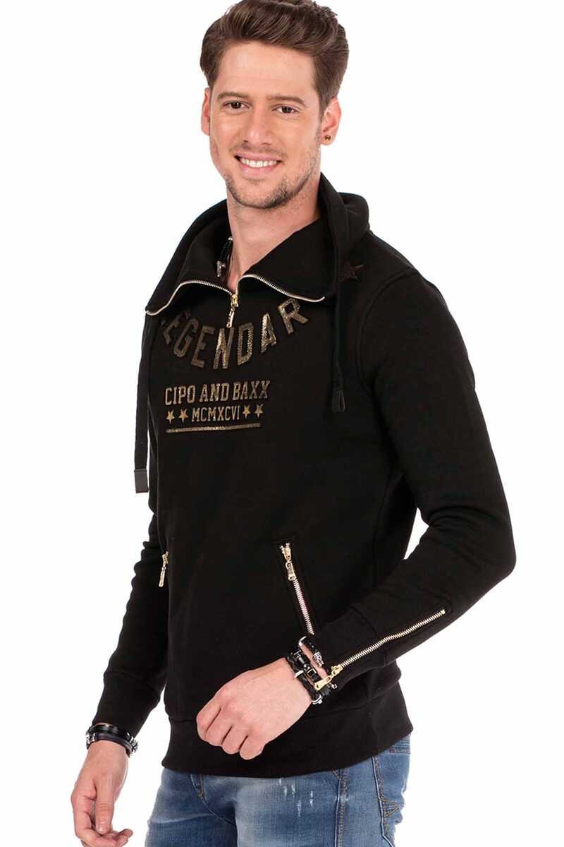 CL324 Fermuarlı Kabartma Detaylı Erkek Sweatshirt