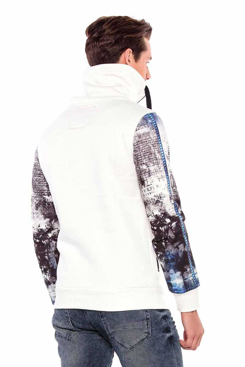 CL366 Fermuarlı Dik Yaka Baskılı Kol Erkek Sweatshirt