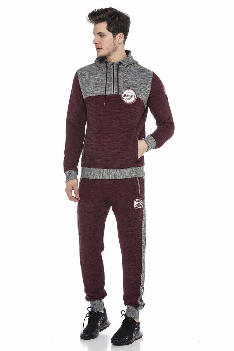 CL372 Kapşonlu Fermuarlı Çizgili İnce Spor Sweatshirt