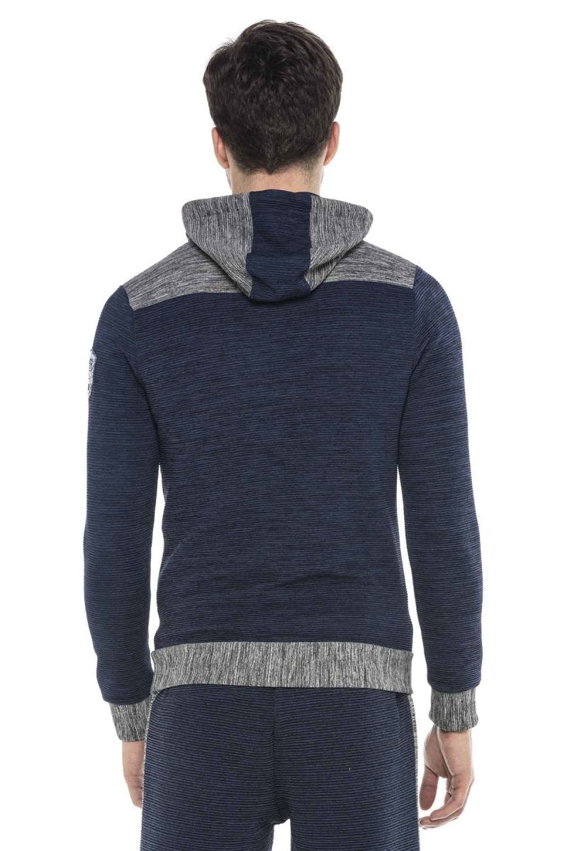 CL372 Kapşonlu Fermuarlı Çizgili İnce Spor Sweatshirt