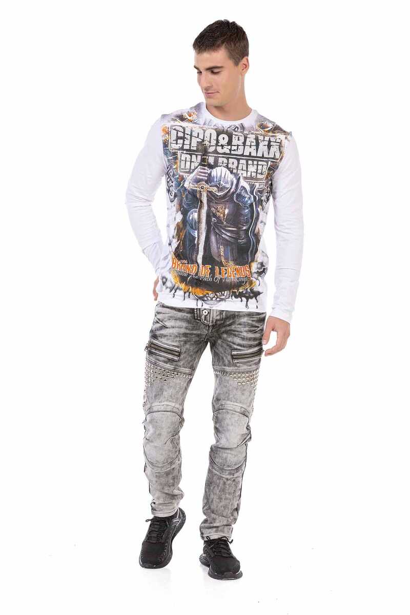 CL452 Taşlı Baskılı İnce Sweatshirt