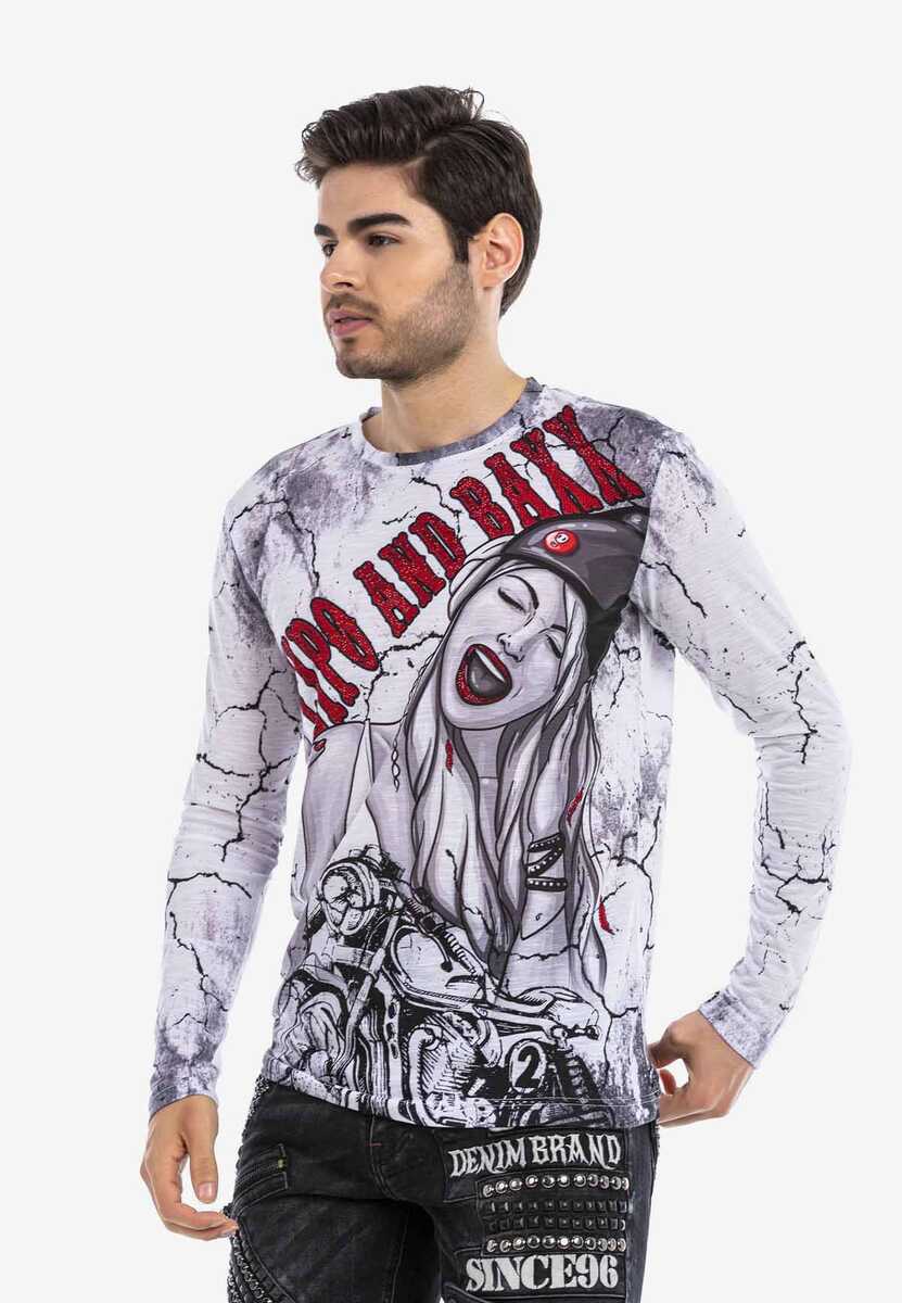 CL467 Biker Baskılı İnce Sweatshirt