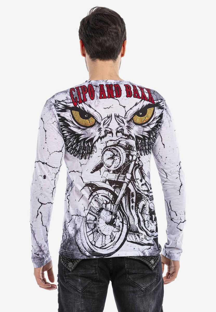 CL467 Biker Baskılı İnce Sweatshirt