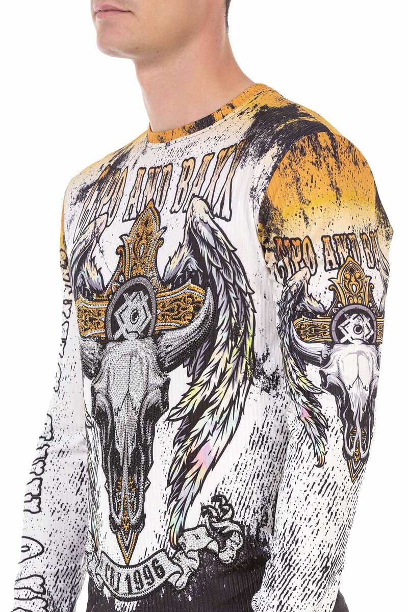 CL492 Ecru Renk Kuru Kafa Baskılı Sweatshirt