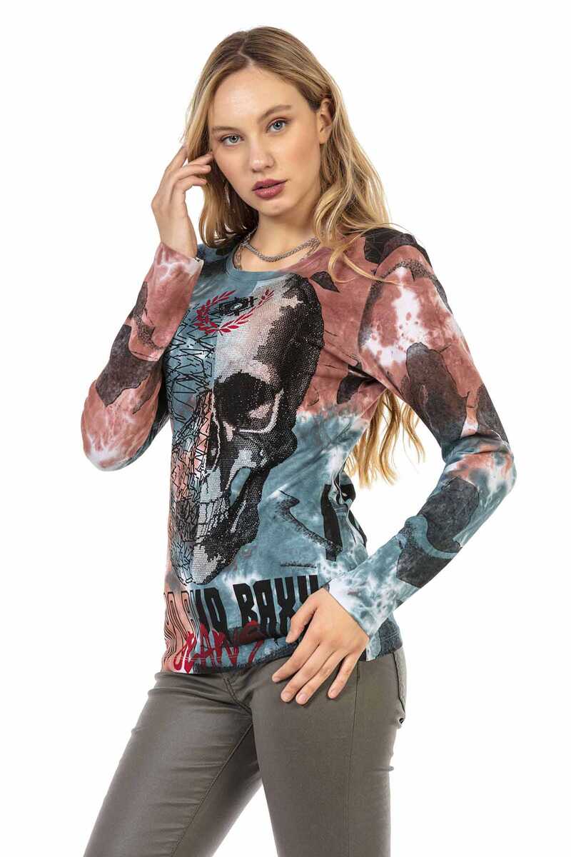 WL283 Taşlı KuruKafa İnce Sweatshirt