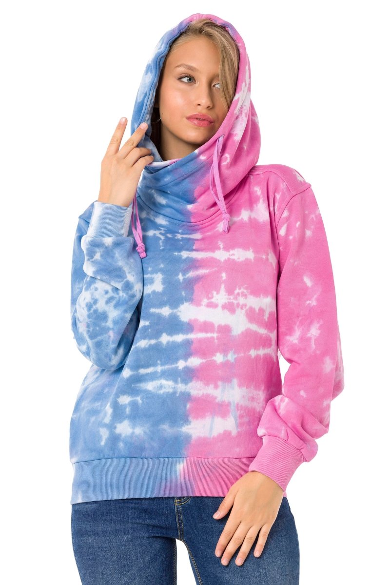 WL341 Kapüşonlu Mavi ve Pembe Sweatshirt