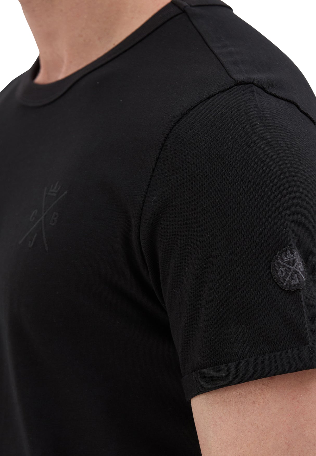 Erkek Siyah Basic Bisiklet Yaka Slim Fit Tişört CT854