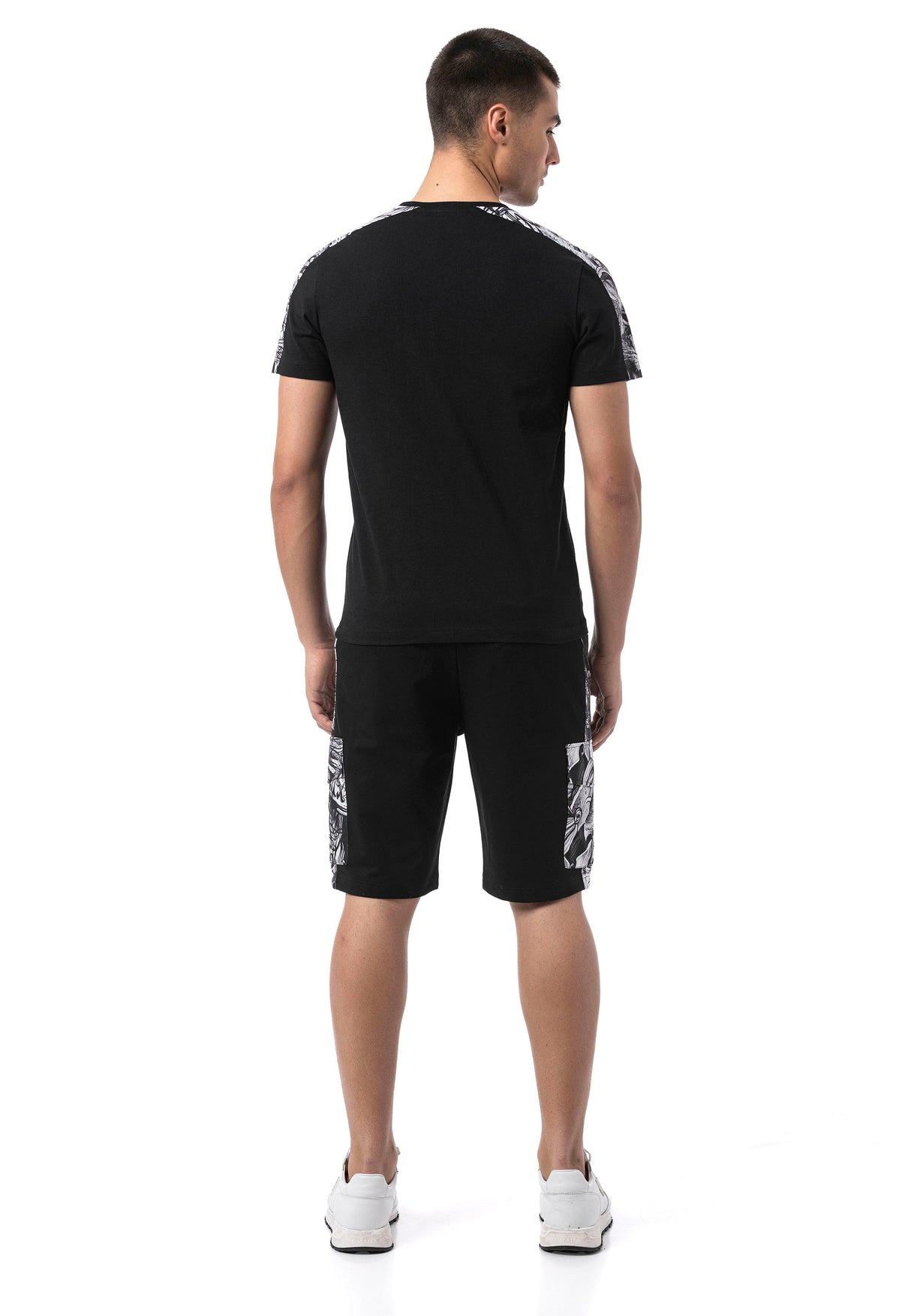 Erkek Regular Fit Desenli Kol Detaylı Modern Tişört CT817