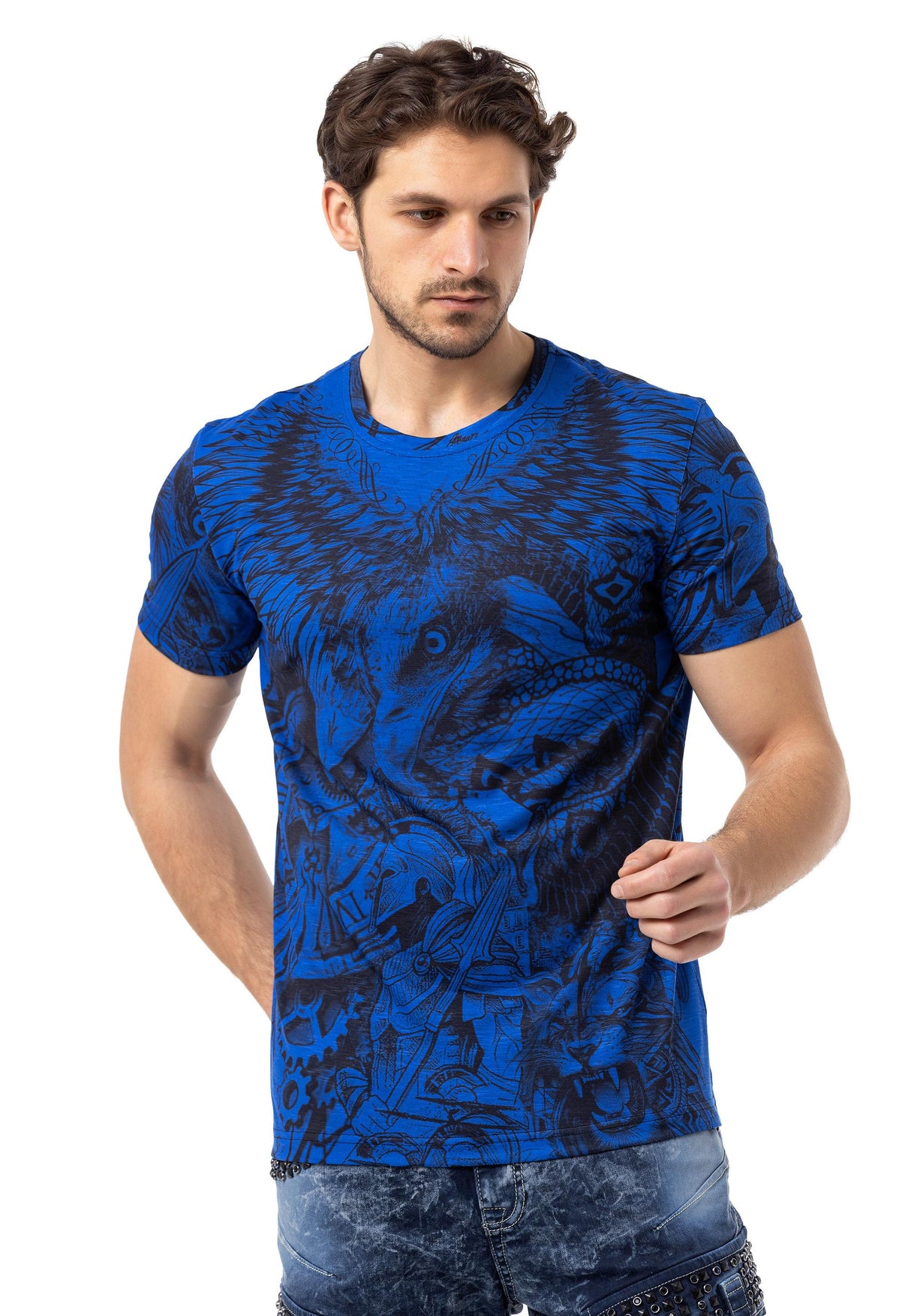 CT781 Men’s Crew Neck T-Shirt with Bold Eagle Graphic Design