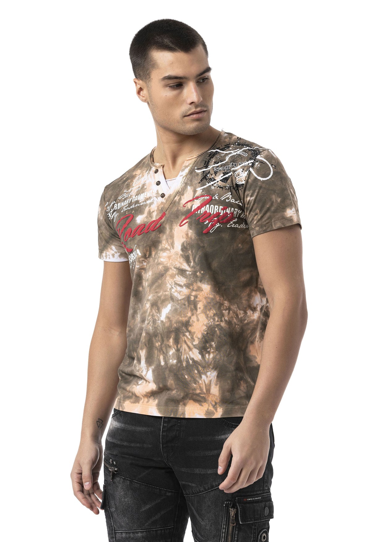 CT804 Erkek Tişört – Baskı Yıkamalı, Regular Fit