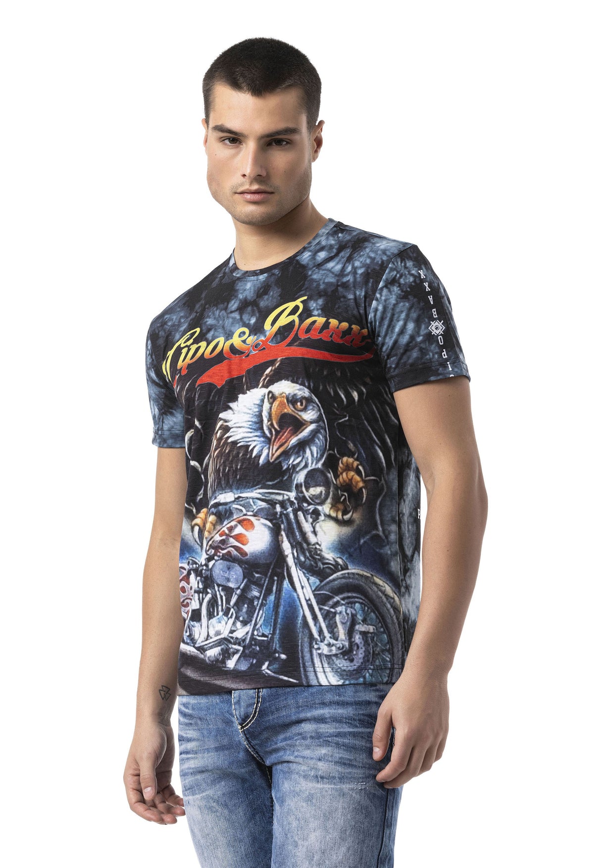 CT821 Erkek Tişört – Bisiklet Yaka | Regular Fit | Dijital Baskı