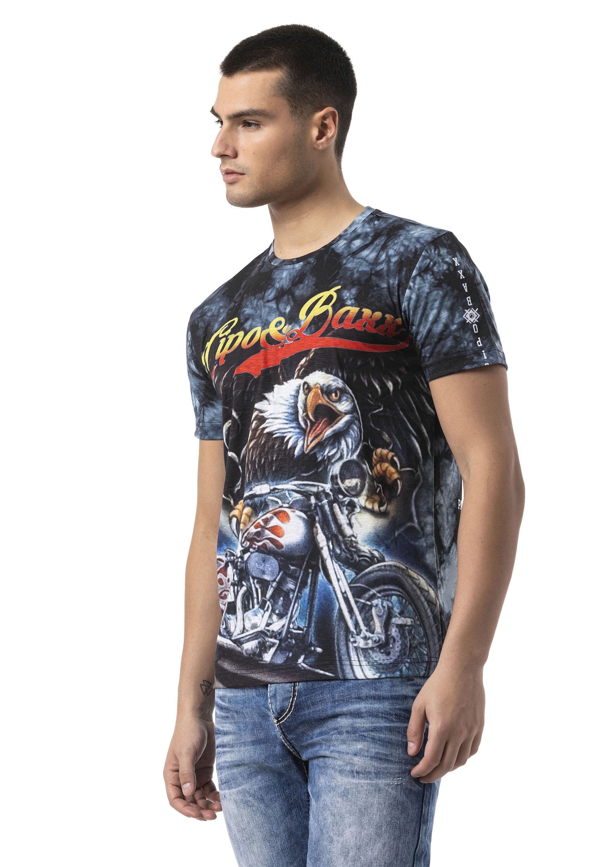 CT821 Erkek Tişört – Bisiklet Yaka | Regular Fit | Dijital Baskı