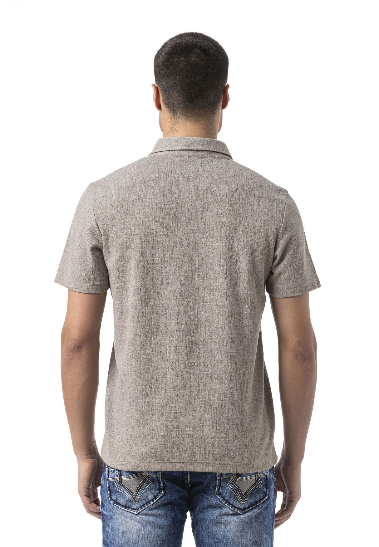 CT825 Men’s Polo Collar Badge-Detail T-Shirt