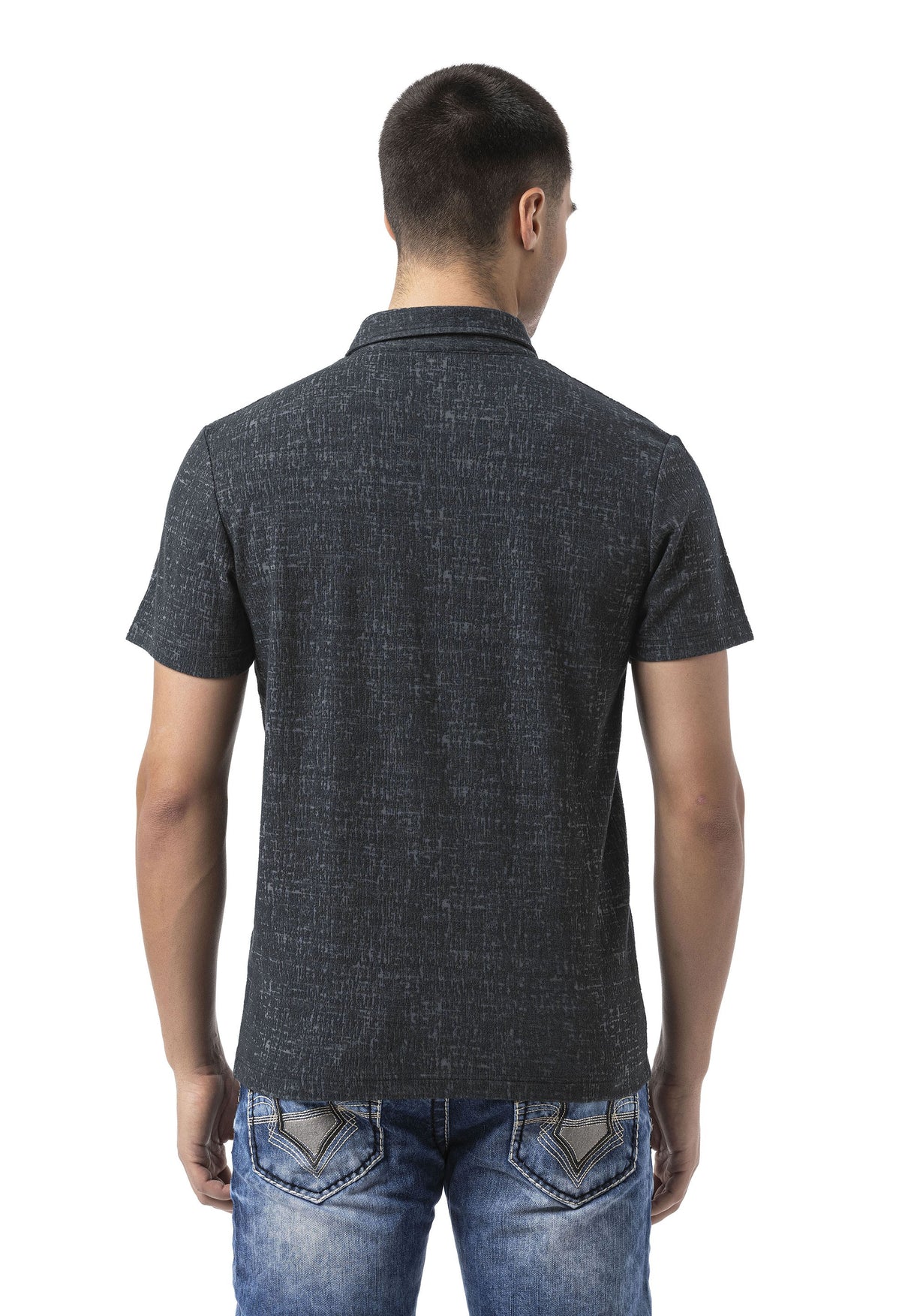 CT825 Men’s Polo Collar Badge-Detail T-Shirt