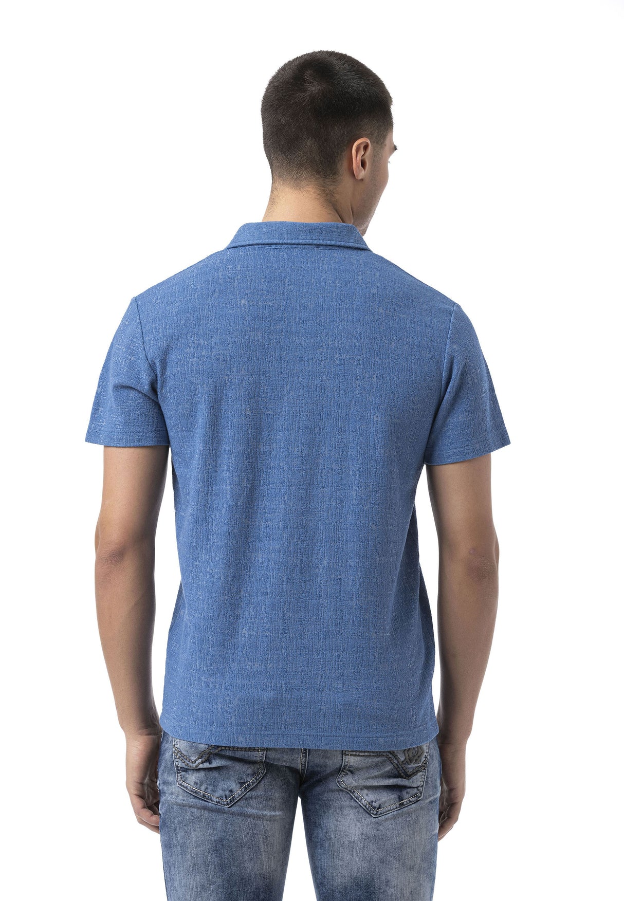 CT825 Men’s Polo Collar Badge-Detail T-Shirt