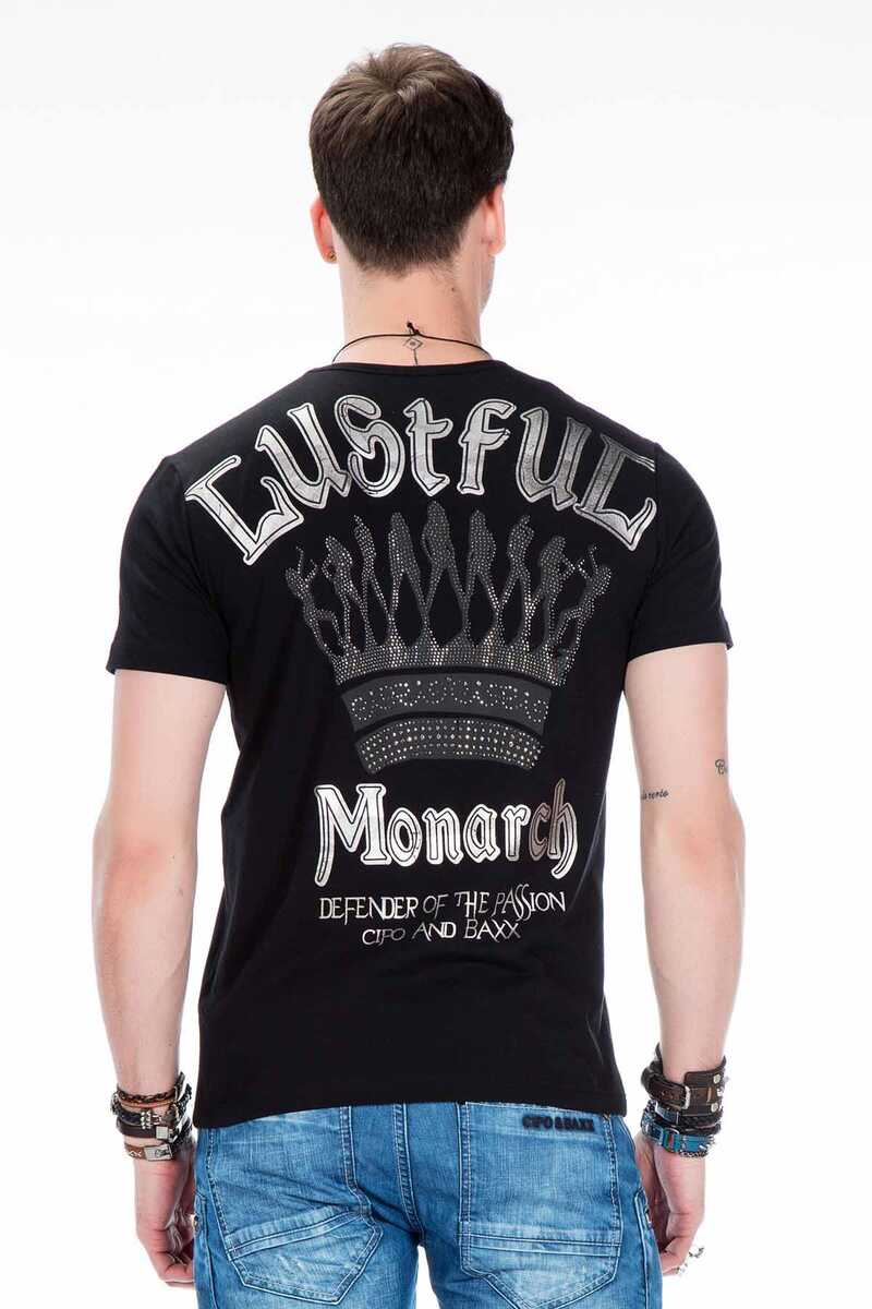 CT377 Taş İşlemeli Varak Baskılı Erkek Tişört